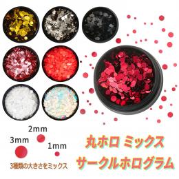 丸ホロ ネイル ホログラム 1mm 2mm 3mm ミックス 増量大型ケース レジンにも 〇 マル 円 サークル ラウンド ドット ホロ