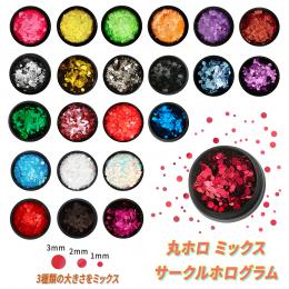 丸ホロ ネイル ホログラム 1mm 2mm 3mm ミックス 増量大型ケース レジンにも 〇 マル 円 サークル ラウンド ドット ホロ
